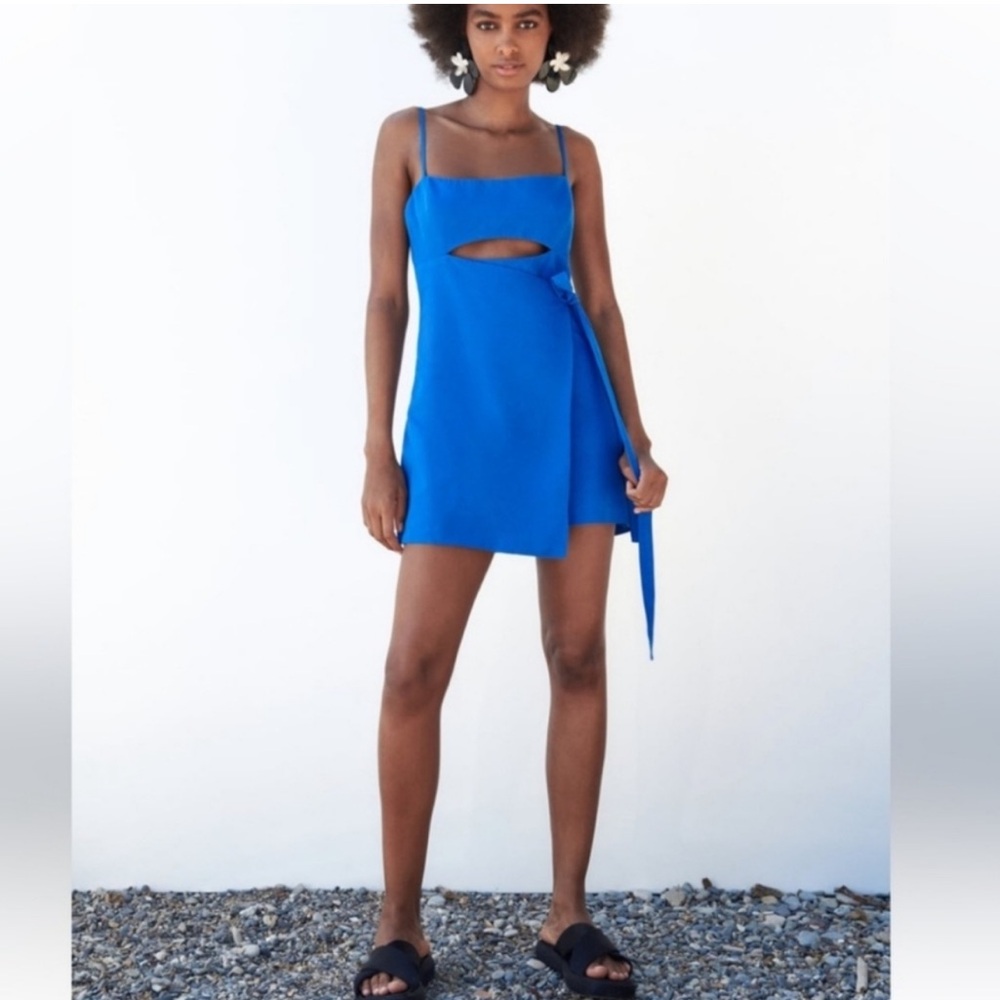 Zara Blue Mini Dress Skort XS